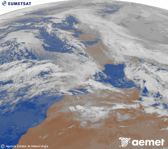Imagen de la zona de Europa y Norte de �frica del canal infrarrojo del sat�lite Meteosat operacional en 0�N 0�W, procesada para darle color.&nbsp;Thursday, 29 January  2026 00:00