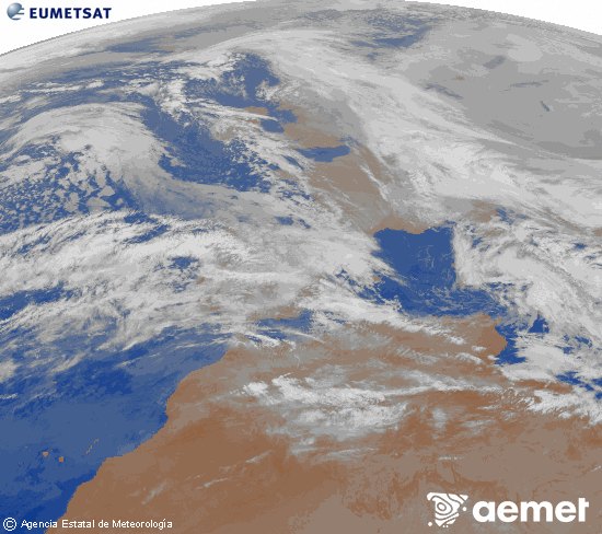 Imagen de la zona de Europa y Norte de �frica del canal infrarrojo del sat�lite Meteosat operacional en 0�N 0�W, procesada para darle color.&nbsp;Thursday, 29 January  2026 01:00