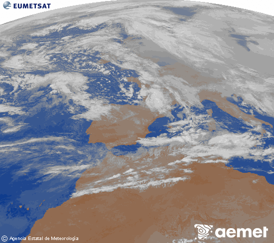 Imagen de la zona de Europa y Norte de �frica del canal infrarrojo del sat�lite Meteosat operacional en 0�N 0�W, procesada para darle color.&nbsp;Friday, 30 January  2026 01:00