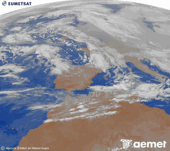 Imagen de la zona de Europa y Norte de �frica del canal infrarrojo del sat�lite Meteosat operacional en 0�N 0�W, procesada para darle color.&nbsp;Friday, 30 January  2026 02:00