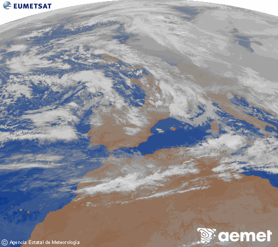 Imagen de la zona de Europa y Norte de �frica del canal infrarrojo del sat�lite Meteosat operacional en 0�N 0�W, procesada para darle color.&nbsp;Friday, 30 January  2026 05:00