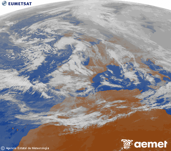 Imagen de la zona de Europa y Norte de �frica del canal infrarrojo del sat�lite Meteosat operacional en 0�N 0�W, procesada para darle color.&nbsp;Friday, 30 January  2026 11:00