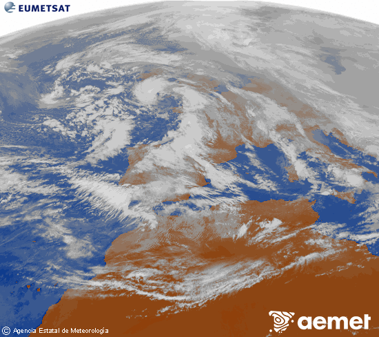 Imagen de la zona de Europa y Norte de �frica del canal infrarrojo del sat�lite Meteosat operacional en 0�N 0�W, procesada para darle color.&nbsp;Friday, 30 January  2026 14:00