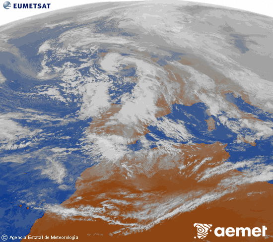 Imagen de la zona de Europa y Norte de �frica del canal infrarrojo del sat�lite Meteosat operacional en 0�N 0�W, procesada para darle color.&nbsp;Friday, 30 January  2026 16:00