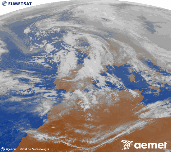 Imagen de la zona de Europa y Norte de �frica del canal infrarrojo del sat�lite Meteosat operacional en 0�N 0�W, procesada para darle color.&nbsp;Friday, 30 January  2026 18:00