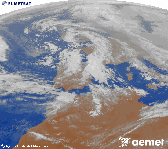 Imagen de la zona de Europa y Norte de �frica del canal infrarrojo del sat�lite Meteosat operacional en 0�N 0�W, procesada para darle color.&nbsp;Friday, 30 January  2026 20:00