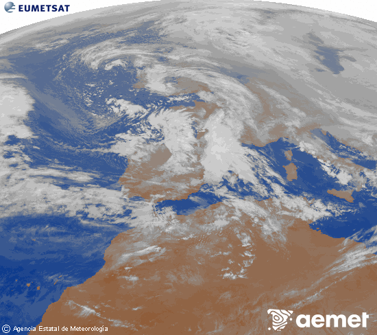 Imagen de la zona de Europa y Norte de �frica del canal infrarrojo del sat�lite Meteosat operacional en 0�N 0�W, procesada para darle color.&nbsp;Friday, 30 January  2026 22:00
