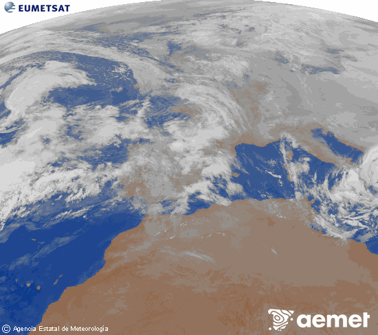 Imaxe da zona de Europa e Norte de �frica da canle infravermella do sat�lite Meteosat operacional en 0�N 0�W, procesada para darlle cor.&nbsp;domingo, 1 febreiro  2026 06:00
