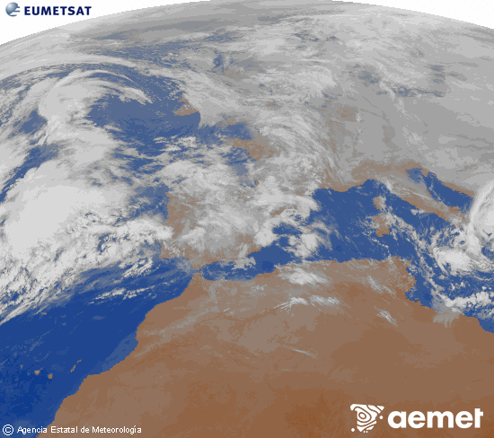 Imaxe da zona de Europa e Norte de �frica da canle infravermella do sat�lite Meteosat operacional en 0�N 0�W, procesada para darlle cor.&nbsp;domingo, 1 febreiro  2026 09:00