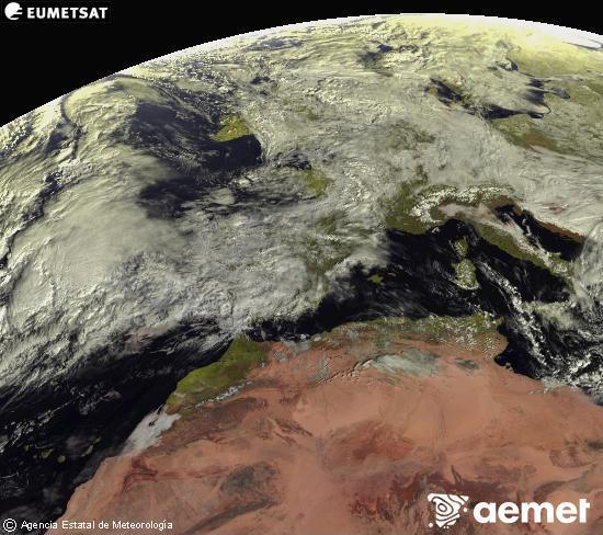 Esta imaxe x�rase utilizando informaci�n das canles visibles do sat�lite METEOSAT pertencente � segunda xeraci�n de sat�lites  Meteosat (MSX). Por ese motivo, s� hai informaci�n na zona iluminada polo sol. Ademais, as canles foron normalizadas para que o brillo non dependa da posici�n do sol.&nbsp;domingo, 1 febreiro  2026 11:00