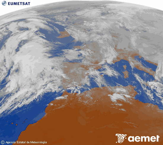 Imaxe da zona de Europa e Norte de �frica da canle infravermella do sat�lite Meteosat operacional en 0�N 0�W, procesada para darlle cor.&nbsp;domingo, 1 febreiro  2026 14:00