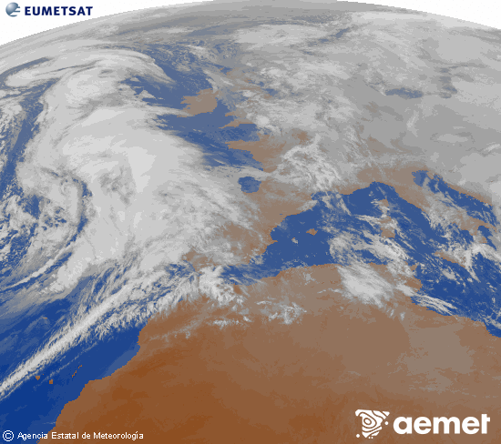 Imaxe da zona de Europa e Norte de �frica da canle infravermella do sat�lite Meteosat operacional en 0�N 0�W, procesada para darlle cor.&nbsp;domingo, 1 febreiro  2026 19:00