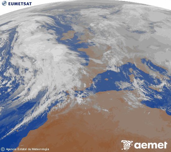 Imaxe da zona de Europa e Norte de �frica da canle infravermella do sat�lite Meteosat operacional en 0�N 0�W, procesada para darlle cor.&nbsp;domingo, 1 febreiro  2026 21:00