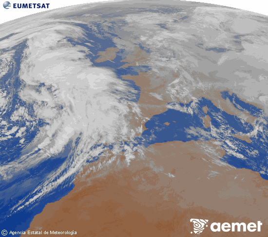 Imaxe da zona de Europa e Norte de �frica da canle infravermella do sat�lite Meteosat operacional en 0�N 0�W, procesada para darlle cor.&nbsp;domingo, 1 febreiro  2026 22:00
