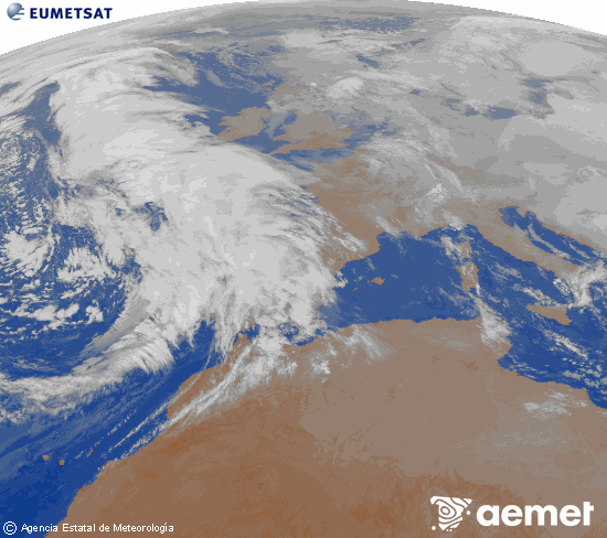 Imaxe da zona de Europa e Norte de �frica da canle infravermella do sat�lite Meteosat operacional en 0�N 0�W, procesada para darlle cor.&nbsp;luns, 2 febreiro  2026 01:00