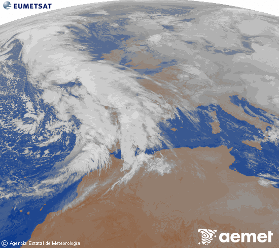 Imaxe da zona de Europa e Norte de �frica da canle infravermella do sat�lite Meteosat operacional en 0�N 0�W, procesada para darlle cor.&nbsp;luns, 2 febreiro  2026 04:00