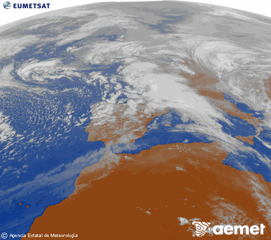 Imagen de la zona de Europa y Norte de �frica del canal infrarrojo del sat�lite Meteosat operacional en 0�N 0�W, procesada para darle color.&nbsp;jeudi, 5 f�vrier  2026 15:00