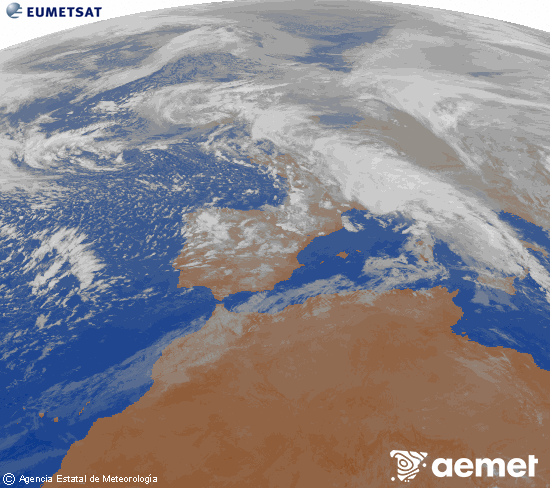 Imagen de la zona de Europa y Norte de �frica del canal infrarrojo del sat�lite Meteosat operacional en 0�N 0�W, procesada para darle color.&nbsp;jeudi, 5 f�vrier  2026 21:00