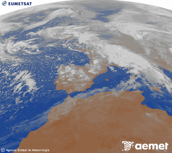 Imagen de la zona de Europa y Norte de �frica del canal infrarrojo del sat�lite Meteosat operacional en 0�N 0�W, procesada para darle color.&nbsp;jeudi, 5 f�vrier  2026 22:00