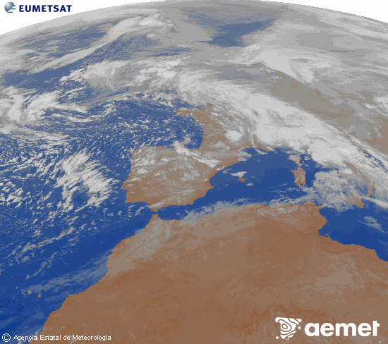 Imagen de la zona de Europa y Norte de �frica del canal infrarrojo del sat�lite Meteosat operacional en 0�N 0�W, procesada para darle color.&nbsp;vendredi, 6 f�vrier  2026 01:00