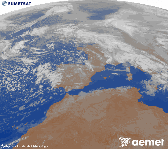 Imagen de la zona de Europa y Norte de �frica del canal infrarrojo del sat�lite Meteosat operacional en 0�N 0�W, procesada para darle color.&nbsp;vendredi, 6 f�vrier  2026 04:00