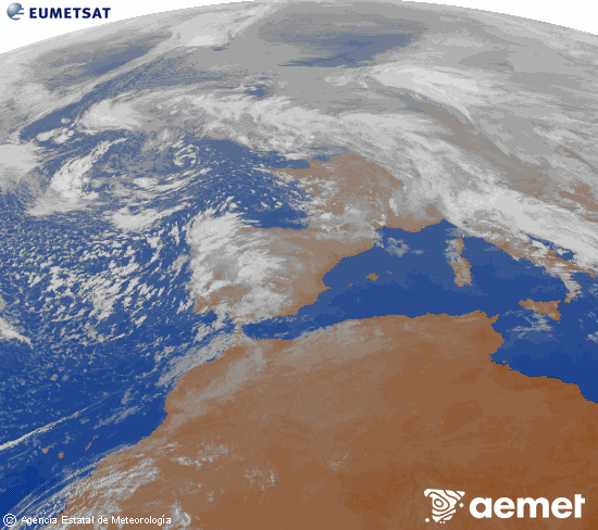 Imagen de la zona de Europa y Norte de �frica del canal infrarrojo del sat�lite Meteosat operacional en 0�N 0�W, procesada para darle color.&nbsp;vendredi, 6 f�vrier  2026 09:00
