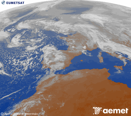 Imagen de la zona de Europa y Norte de �frica del canal infrarrojo del sat�lite Meteosat operacional en 0�N 0�W, procesada para darle color.&nbsp;vendredi, 6 f�vrier  2026 10:00