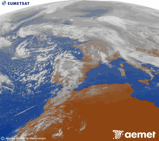 Imagen de la zona de Europa y Norte de �frica del canal infrarrojo del sat�lite Meteosat operacional en 0�N 0�W, procesada para darle color.&nbsp;vendredi, 6 f�vrier  2026 12:00