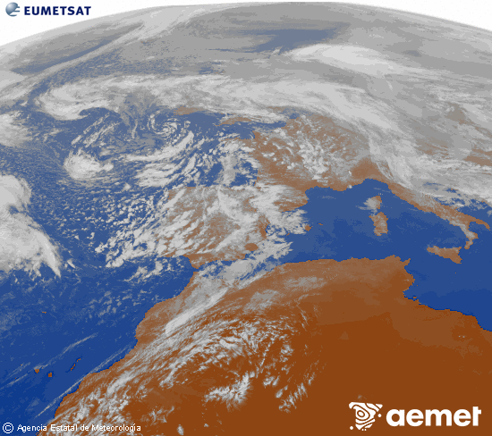 Imagen de la zona de Europa y Norte de �frica del canal infrarrojo del sat�lite Meteosat operacional en 0�N 0�W, procesada para darle color.&nbsp;vendredi, 6 f�vrier  2026 16:00