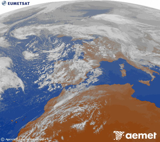 Imagen de la zona de Europa y Norte de �frica del canal infrarrojo del sat�lite Meteosat operacional en 0�N 0�W, procesada para darle color.&nbsp;vendredi, 6 f�vrier  2026 17:00