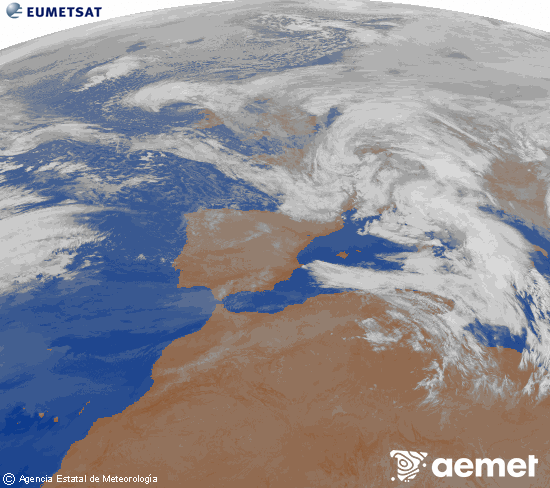 Imagen de la zona de Europa y Norte de �frica del canal infrarrojo del sat�lite Meteosat operacional en 0�N 0�W, procesada para darle color.&nbsp;osteguna, 2026ko otsailak 12, ordua: 05:00