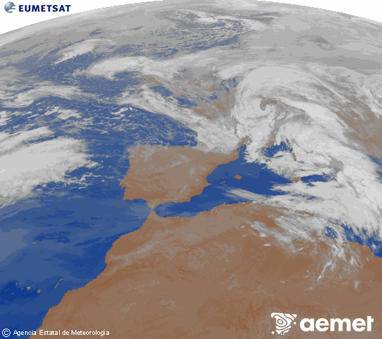 Imagen de la zona de Europa y Norte de �frica del canal infrarrojo del sat�lite Meteosat operacional en 0�N 0�W, procesada para darle color.&nbsp;osteguna, 2026ko otsailak 12, ordua: 07:00