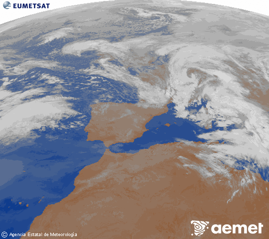 Imagen de la zona de Europa y Norte de �frica del canal infrarrojo del sat�lite Meteosat operacional en 0�N 0�W, procesada para darle color.&nbsp;osteguna, 2026ko otsailak 12, ordua: 08:00