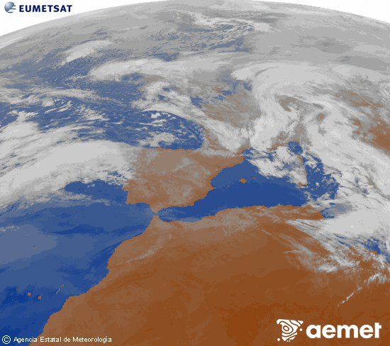 Imagen de la zona de Europa y Norte de �frica del canal infrarrojo del sat�lite Meteosat operacional en 0�N 0�W, procesada para darle color.&nbsp;osteguna, 2026ko otsailak 12, ordua: 10:00