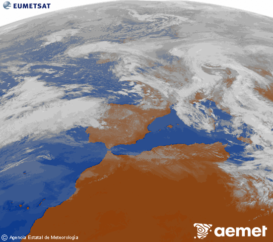 Imagen de la zona de Europa y Norte de �frica del canal infrarrojo del sat�lite Meteosat operacional en 0�N 0�W, procesada para darle color.&nbsp;osteguna, 2026ko otsailak 12, ordua: 13:00