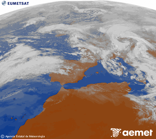Imagen de la zona de Europa y Norte de �frica del canal infrarrojo del sat�lite Meteosat operacional en 0�N 0�W, procesada para darle color.&nbsp;osteguna, 2026ko otsailak 12, ordua: 14:00