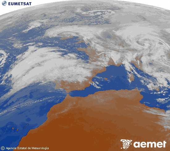 Imagen de la zona de Europa y Norte de �frica del canal infrarrojo del sat�lite Meteosat operacional en 0�N 0�W, procesada para darle color.&nbsp;osteguna, 2026ko otsailak 12, ordua: 18:00