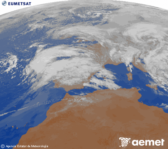 Imagen de la zona de Europa y Norte de �frica del canal infrarrojo del sat�lite Meteosat operacional en 0�N 0�W, procesada para darle color.&nbsp;osteguna, 2026ko otsailak 12, ordua: 23:00