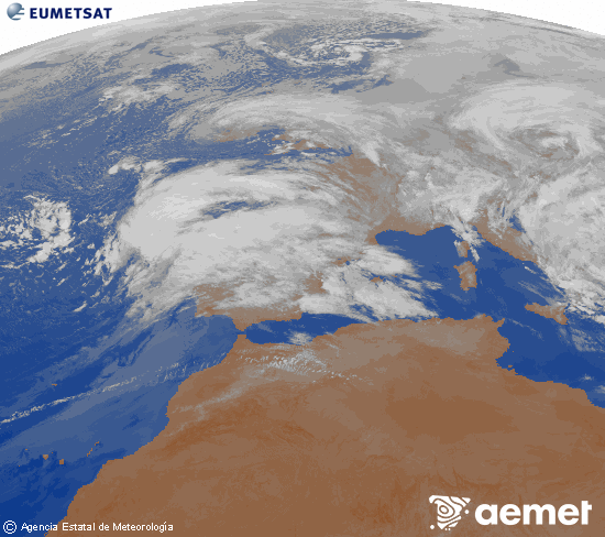 Imagen de la zona de Europa y Norte de �frica del canal infrarrojo del sat�lite Meteosat operacional en 0�N 0�W, procesada para darle color.&nbsp;ostirala, 2026ko otsailak 13, ordua: 00:00