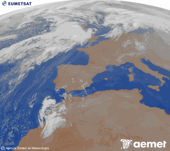 Imagen de la zona de Europa y Norte de �frica del canal infrarrojo del sat�lite Meteosat operacional en 0�N 0�W, procesada para darle color.&nbsp;jueves, 26 febrero 2026 a las 07:00