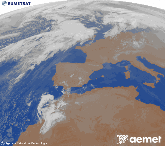 Imagen de la zona de Europa y Norte de �frica del canal infrarrojo del sat�lite Meteosat operacional en 0�N 0�W, procesada para darle color.&nbsp;jueves, 26 febrero 2026 a las 08:00
