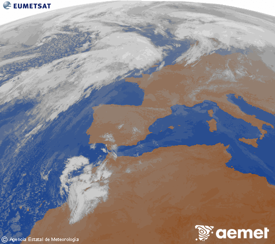 Imagen de la zona de Europa y Norte de �frica del canal infrarrojo del sat�lite Meteosat operacional en 0�N 0�W, procesada para darle color.&nbsp;jueves, 26 febrero 2026 a las 09:00