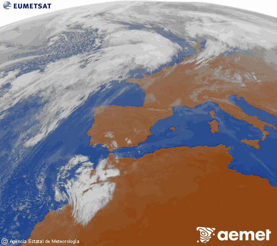 Imagen de la zona de Europa y Norte de �frica del canal infrarrojo del sat�lite Meteosat operacional en 0�N 0�W, procesada para darle color.&nbsp;jueves, 26 febrero 2026 a las 11:00