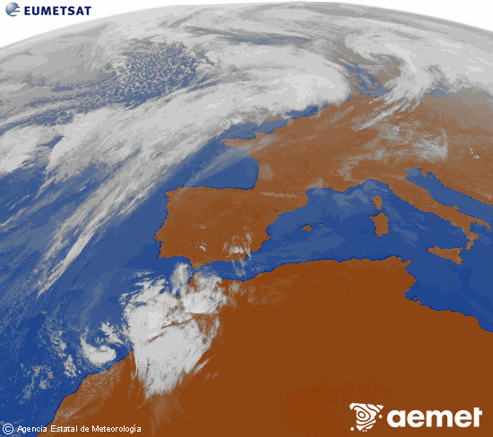 Imagen de la zona de Europa y Norte de �frica del canal infrarrojo del sat�lite Meteosat operacional en 0�N 0�W, procesada para darle color.&nbsp;jueves, 26 febrero 2026 a las 14:00