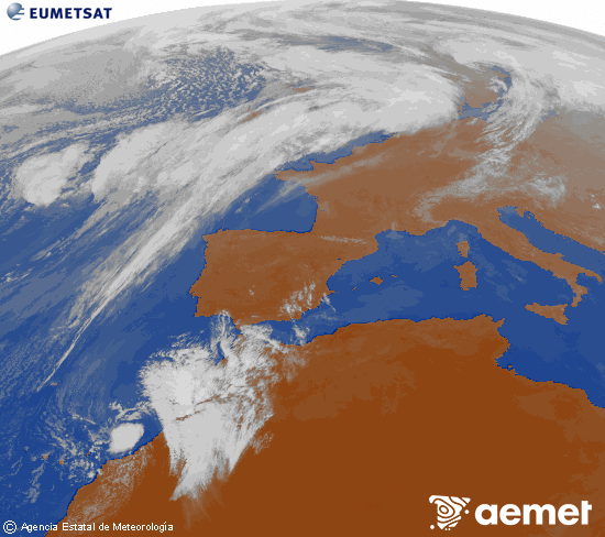 Imagen de la zona de Europa y Norte de �frica del canal infrarrojo del sat�lite Meteosat operacional en 0�N 0�W, procesada para darle color.&nbsp;jueves, 26 febrero 2026 a las 16:00