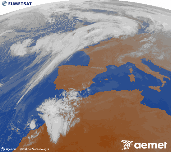 Imagen de la zona de Europa y Norte de �frica del canal infrarrojo del sat�lite Meteosat operacional en 0�N 0�W, procesada para darle color.&nbsp;jueves, 26 febrero 2026 a las 18:00
