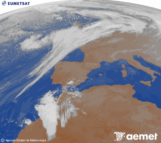 Imagen de la zona de Europa y Norte de �frica del canal infrarrojo del sat�lite Meteosat operacional en 0�N 0�W, procesada para darle color.&nbsp;jueves, 26 febrero 2026 a las 22:00