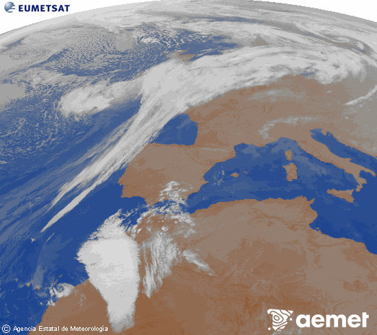 Imagen de la zona de Europa y Norte de �frica del canal infrarrojo del sat�lite Meteosat operacional en 0�N 0�W, procesada para darle color.&nbsp;viernes, 27 febrero 2026 a las 00:00