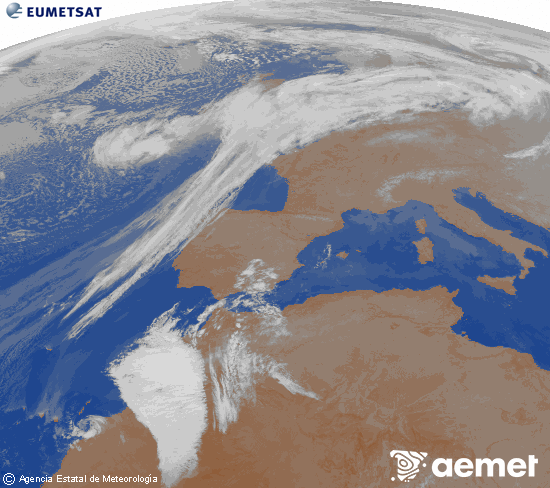 Imagen de la zona de Europa y Norte de �frica del canal infrarrojo del sat�lite Meteosat operacional en 0�N 0�W, procesada para darle color.&nbsp;viernes, 27 febrero 2026 a las 01:00