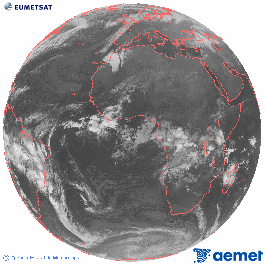 Imagen global del canal infrarrojo (10.8 &mu;m) del sat�lite Meteosat, perteneciente a la serie MSG (Meteosat Segunda Generaci�n) y situado en 0�N 0�E.&nbsp;Friday, 27 February  2026 04:00